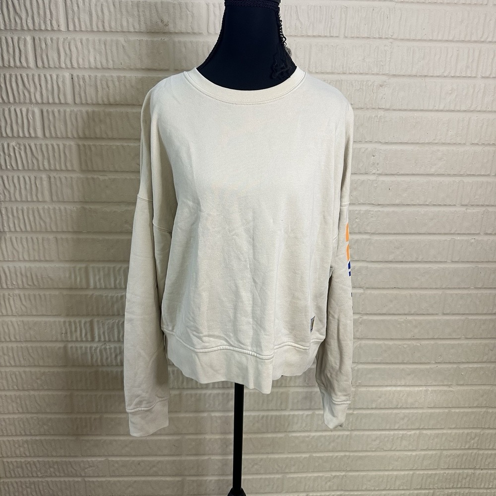 Carhartt Women's Tencel Fiber Series Loose Fit Graphic Crewneck Sz S Ivory Work‎